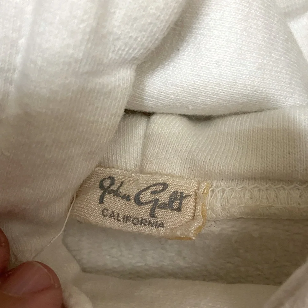 Retro John Galt Brandy Melville White & Ref Flame Sleeves Hoodie OS - Picture 4 of 9